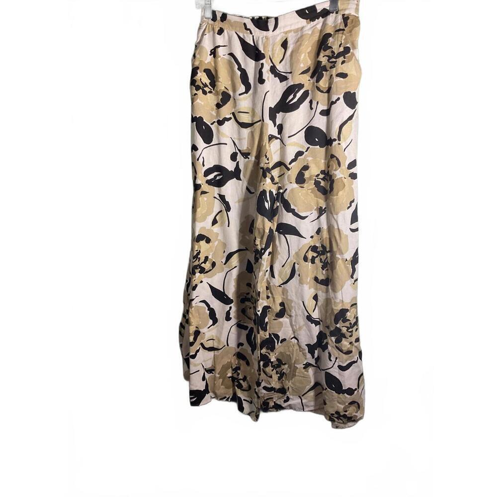 Midnight Sky Women's Wide Leg Pants with Floral Print Large